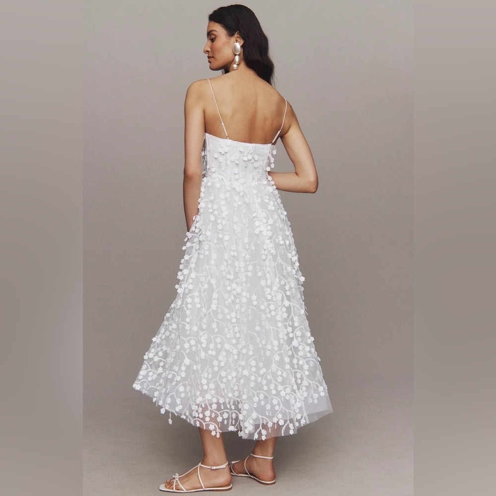 BHLDN White Floral Midi Dress - Picture 9 of 10
